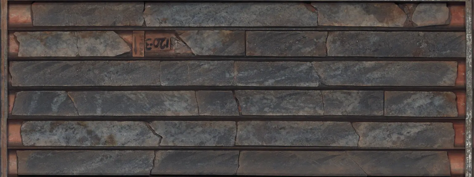 Drill core tray 25 of hole 98CDDH0002 at Challenger, South Australia, 119.1 to 124.8 m, photographed by the HyLogger at the state core library