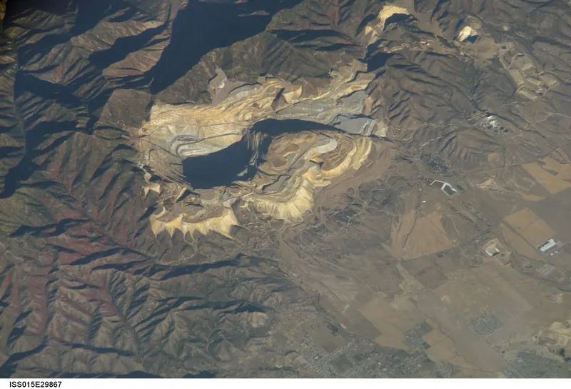 The Bingham Canyon copper mine in Utah, seen from the International Space Station