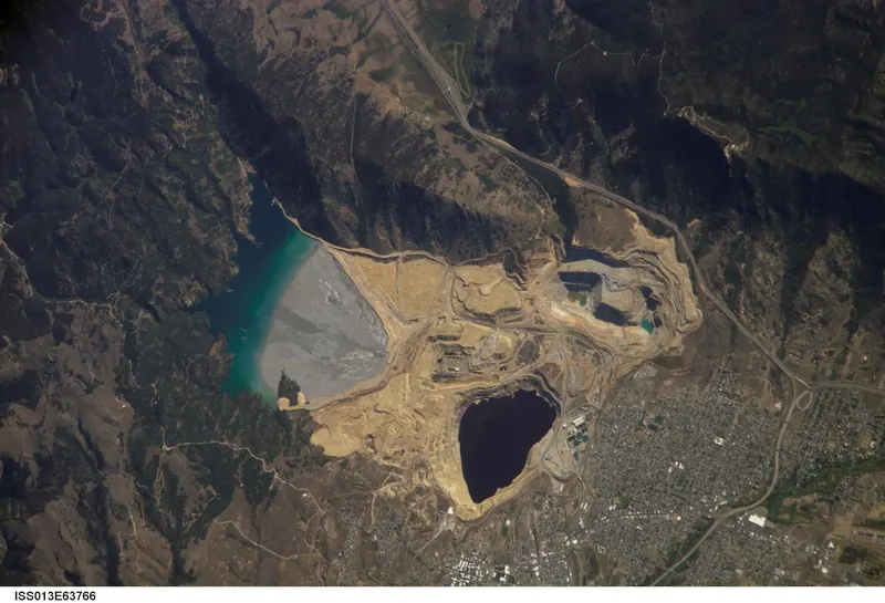 Butte, Montana and the Berkeley Pit, seen from orbit