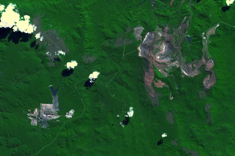 Satellite image of the Carajas iron ore mines in Brazil