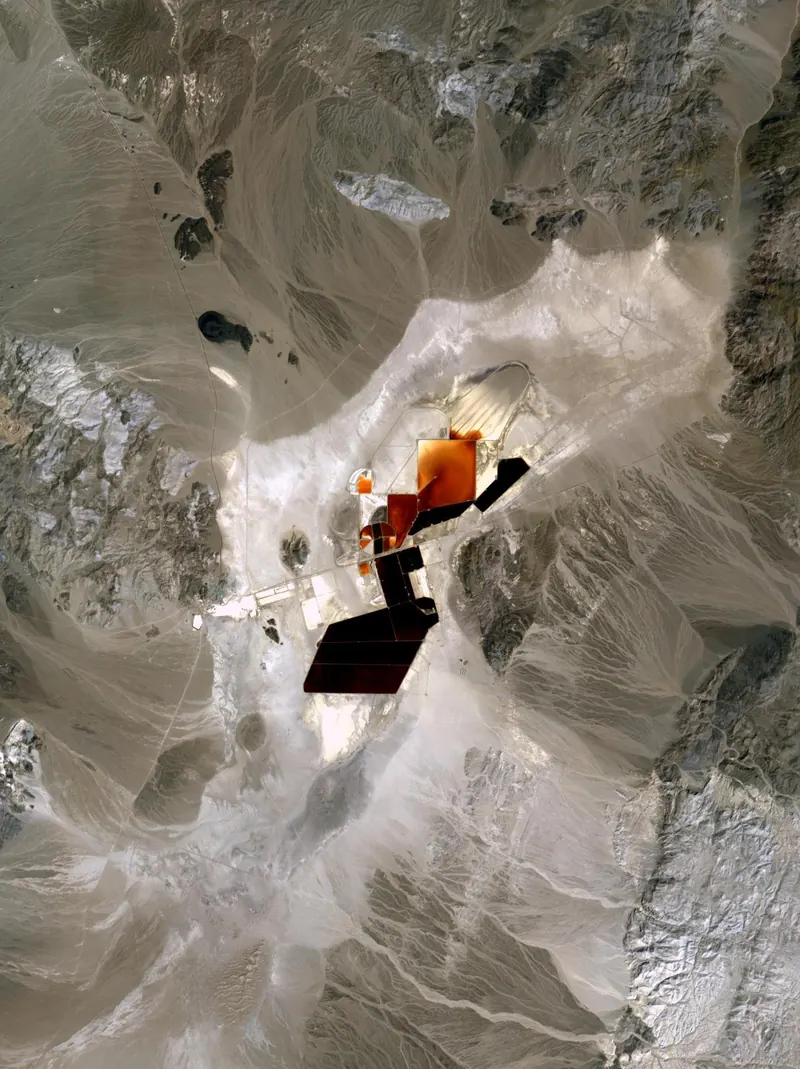 Satellite image of Clayton Valley, Nevada, a lithium brine area