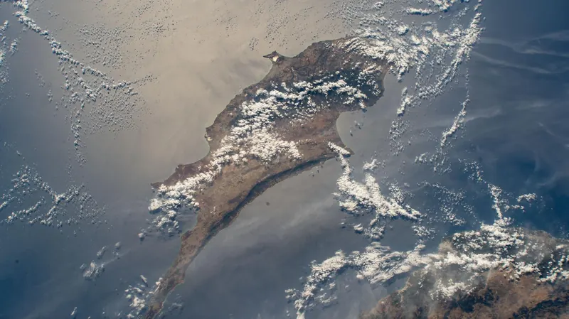 Cyprus seen from the International Space Station; the island gave copper its name