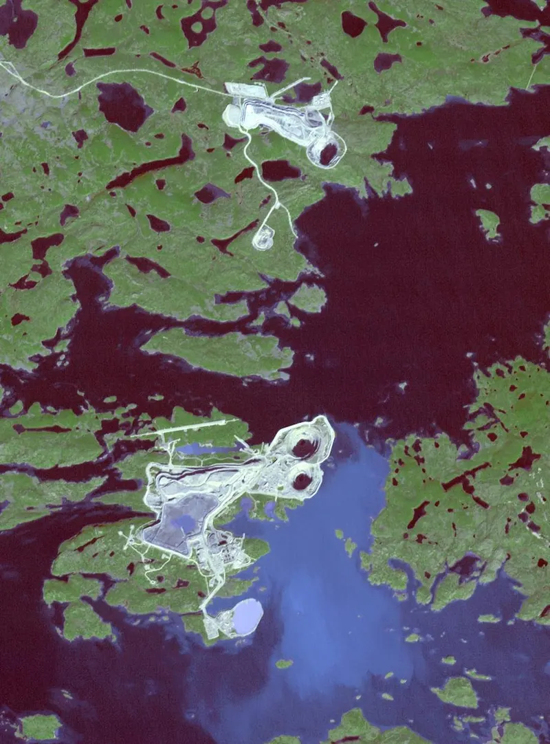 Satellite image of the Diavik diamond mine in Canada's Northwest Territories