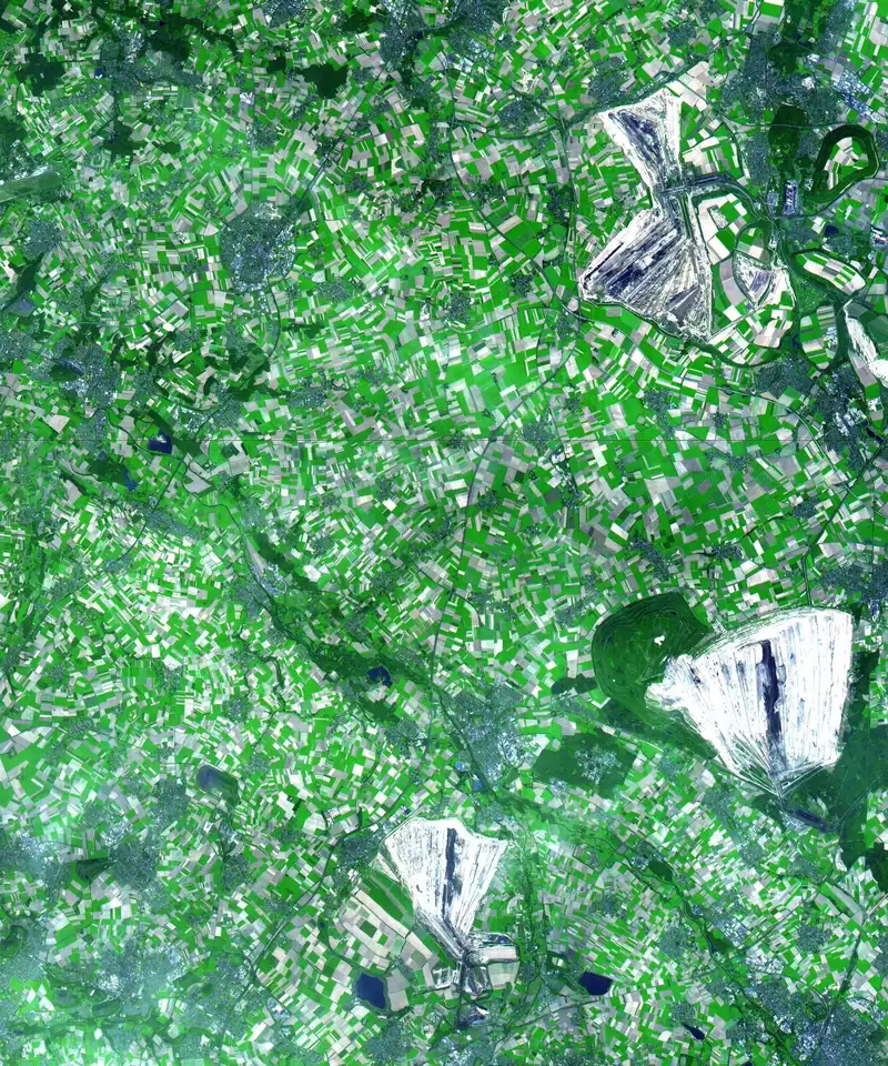 Satellite image of open cast coal mining in Germany