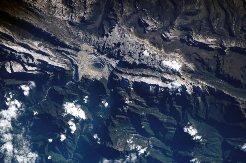 The Grasberg mine in Papua, seen from the International Space Station