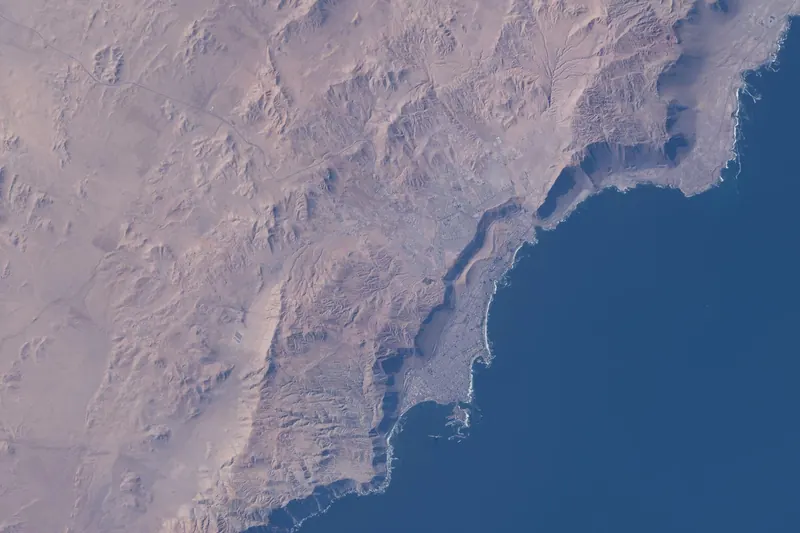 Iquique and the Atacama coast of Chile from orbit