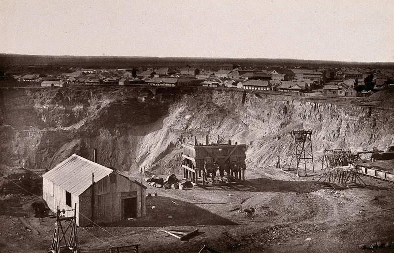 The Kimberley mine and town in 1888, a woodburytype