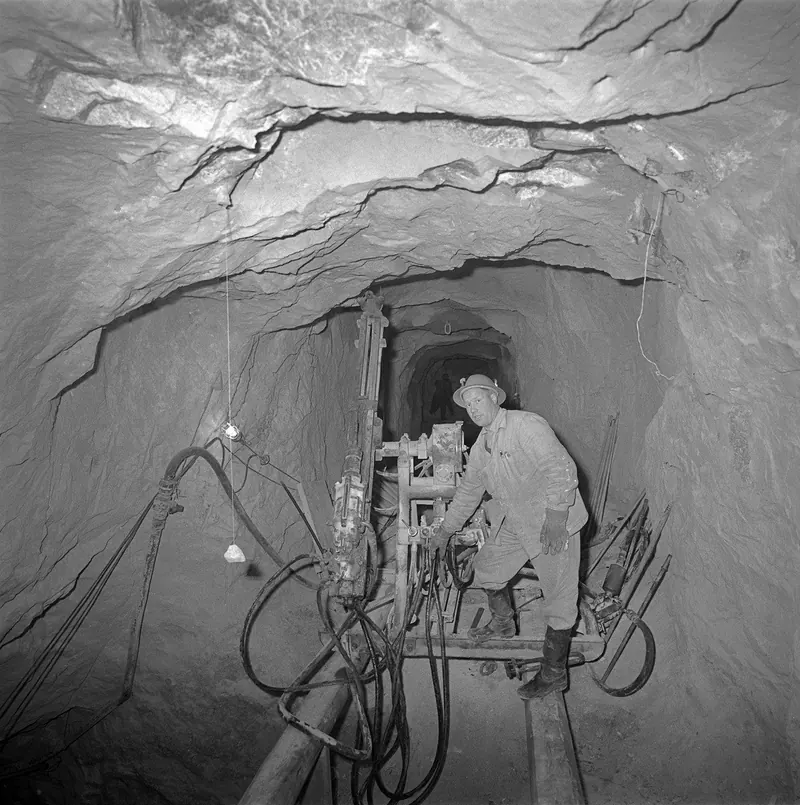 A miner underground at Lohja, Finland, 1964