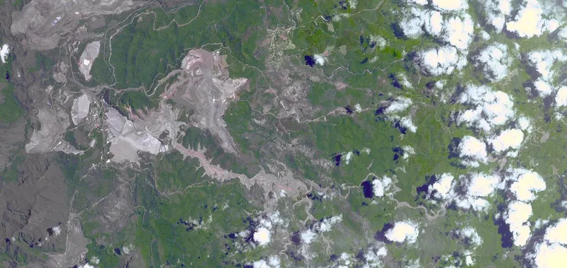 Satellite image of the Mariana tailings dam failure, Brazil, 2015