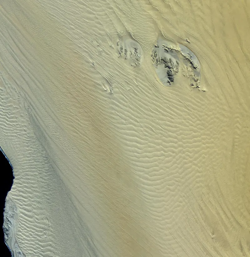 Satellite image of the Namib Desert, Namibia, where the Rossing and Husab uranium mines lie in the Erongo Region