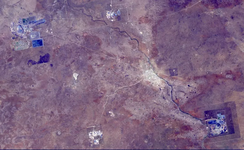 Satellite image of the Orapa diamond mine, Botswana
