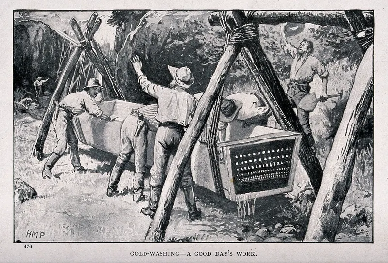 A prospector panning for gold, 1899
