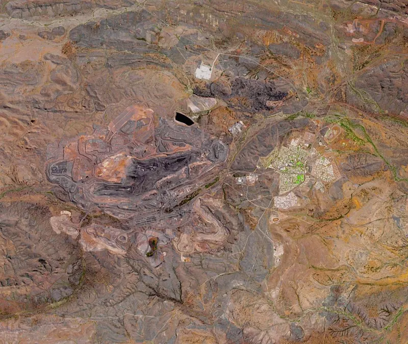 Satellite image of the Mount Whaleback iron ore mine, Pilbara